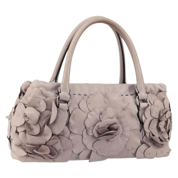 VALENTINO Hand Bag Leather Purple Silver Auth BA7522