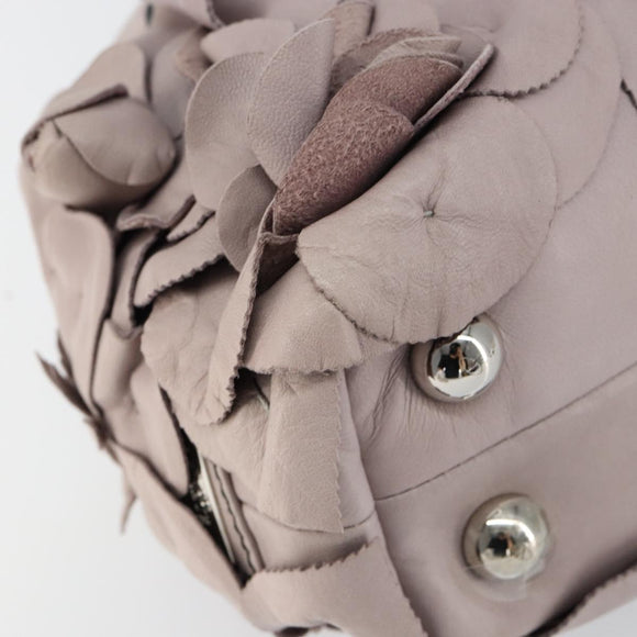 VALENTINO Hand Bag Leather Purple Silver Auth BA7522