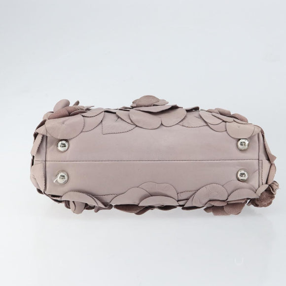 VALENTINO Hand Bag Leather Purple Silver Auth BA7522