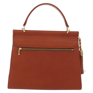 VALENTINO Hand Bag Leather 2way Brown Gold Auth BA7523 - 0