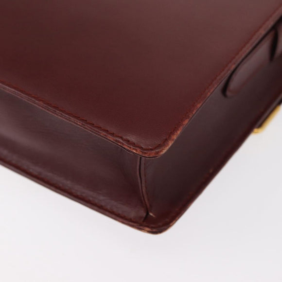 CARTIER Must Line Shoulder Bag Leather Bordeaux Gold Auth BA7524