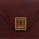 CARTIER Must Line Shoulder Bag Leather Bordeaux Gold Auth BA7524-18