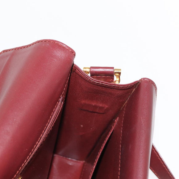 CARTIER Must Line Shoulder Bag Leather Bordeaux Gold Auth BA7524