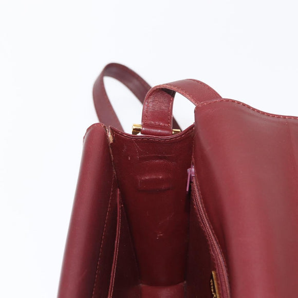 CARTIER Must Line Shoulder Bag Leather Bordeaux Gold Auth BA7524