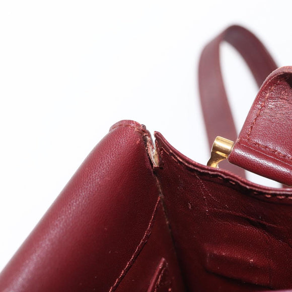 CARTIER Must Line Shoulder Bag Leather Bordeaux Gold Auth BA7524