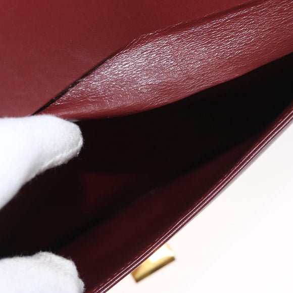 CARTIER Must Line Shoulder Bag Leather Bordeaux Gold Auth BA7524