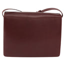 CARTIER Must Line Shoulder Bag Leather Bordeaux Gold Auth BA7524-2