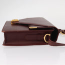 CARTIER Must Line Shoulder Bag Leather Bordeaux Gold Auth BA7524-3