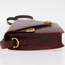 CARTIER Must Line Shoulder Bag Leather Bordeaux Gold Auth BA7524-4