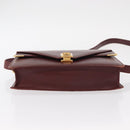 CARTIER Must Line Shoulder Bag Leather Bordeaux Gold Auth BA7524-5