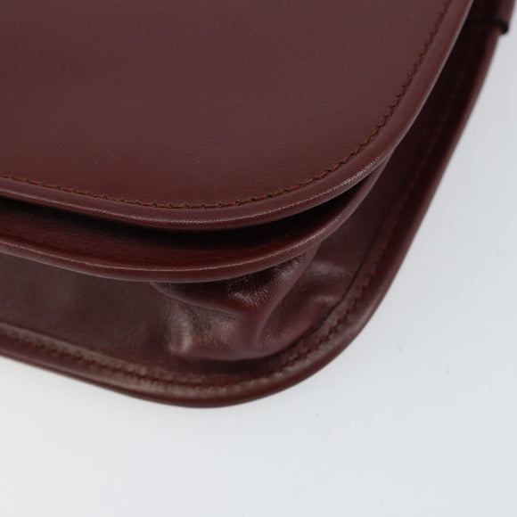 CARTIER Must Line Shoulder Bag Leather Bordeaux Gold Auth BA7526