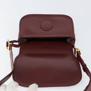 CARTIER Must Line Shoulder Bag Leather Bordeaux Gold Auth BA7526-10