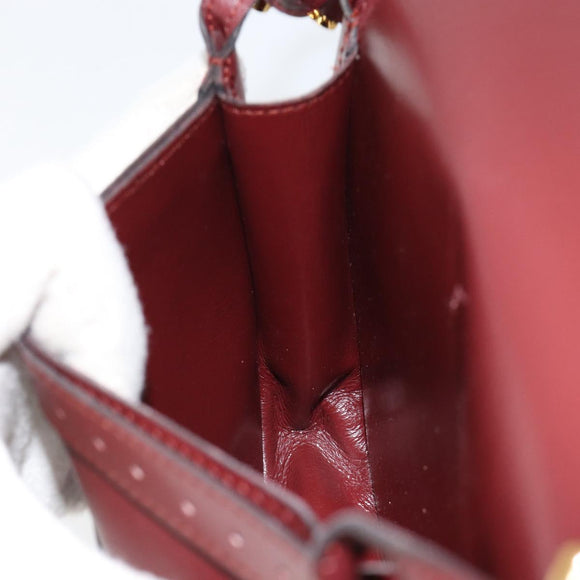 CARTIER Must Line Shoulder Bag Leather Bordeaux Gold Auth BA7526