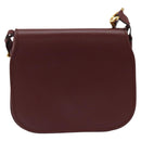 CARTIER Must Line Shoulder Bag Leather Bordeaux Gold Auth BA7526-13