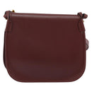 CARTIER Must Line Shoulder Bag Leather Bordeaux Gold Auth BA7526-2