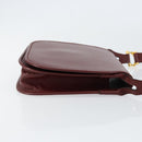 CARTIER Must Line Shoulder Bag Leather Bordeaux Gold Auth BA7526-3