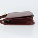 CARTIER Must Line Shoulder Bag Leather Bordeaux Gold Auth BA7526-4