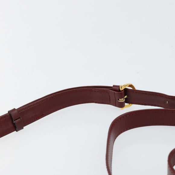 CARTIER Must Line Shoulder Bag Leather Bordeaux Gold Auth BA7526