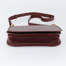 CARTIER Must Line Shoulder Bag Leather Bordeaux Gold Auth BA7526-5