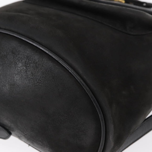 Salvatore Ferragamo Vala Backpack Leather Black Gold Auth BA7527