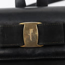 Salvatore Ferragamo Vala Backpack Leather Black Gold Auth BA7527-20