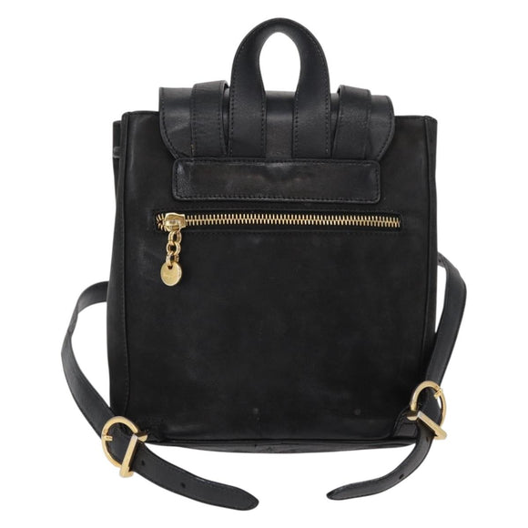 Salvatore Ferragamo Vala Backpack Leather Black Gold Auth BA7527