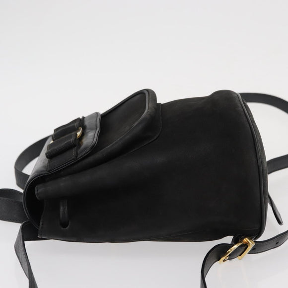 Salvatore Ferragamo Vala Backpack Leather Black Gold Auth BA7527