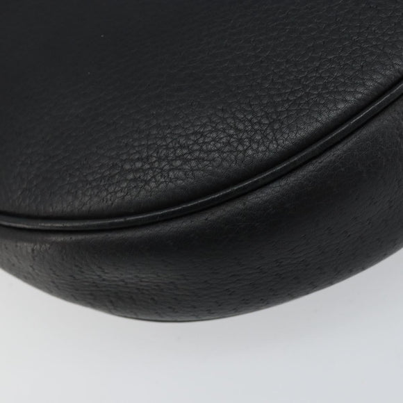 Salvatore Ferragamo Gancini Shoulder Bag Leather Black Gold Auth BA7529