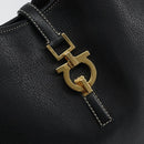 Salvatore Ferragamo Gancini Shoulder Bag Leather Black Gold Auth BA7529-10