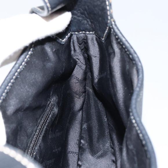 Salvatore Ferragamo Gancini Shoulder Bag Leather Black Gold Auth BA7529