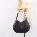 Salvatore Ferragamo Gancini Shoulder Bag Leather Black Gold Auth BA7529-21
