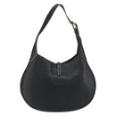 Salvatore Ferragamo Gancini Shoulder Bag Leather Black Gold Auth BA7529-2