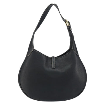 Salvatore Ferragamo Gancini Shoulder Bag Leather Black Gold Auth BA7529 - 0