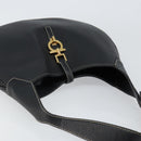 Salvatore Ferragamo Gancini Shoulder Bag Leather Black Gold Auth BA7529-6