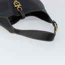 Salvatore Ferragamo Gancini Shoulder Bag Leather Black Gold Auth BA7529-7