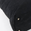 Salvatore Ferragamo Gancini Tote Bag Canvas Black Gold Auth BA7530-16