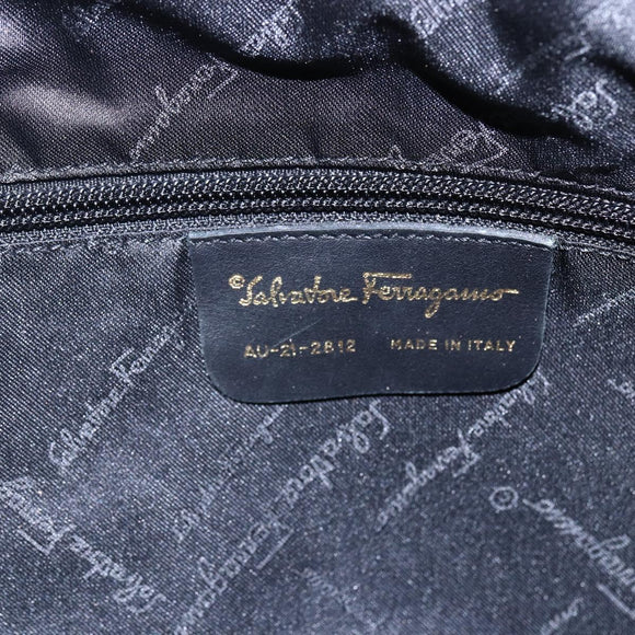Salvatore Ferragamo Gancini Tote Bag Canvas Black Gold Auth BA7530