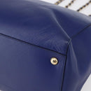 Salvatore Ferragamo Vala Chain Tote Bag Leather Blue Gold Auth BA7531-9