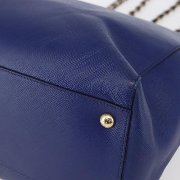 Salvatore Ferragamo Vala Chain Tote Bag Leather Blue Gold Auth BA7531