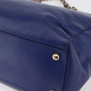 Salvatore Ferragamo Vala Chain Tote Bag Leather Blue Gold Auth BA7531-15