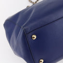 Salvatore Ferragamo Vala Chain Tote Bag Leather Blue Gold Auth BA7531-16