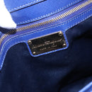 Salvatore Ferragamo Vala Chain Tote Bag Leather Blue Gold Auth BA7531-17