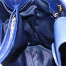 Salvatore Ferragamo Vala Chain Tote Bag Leather Blue Gold Auth BA7531-21