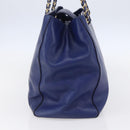 Salvatore Ferragamo Vala Chain Tote Bag Leather Blue Gold Auth BA7531-3