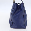 Salvatore Ferragamo Vala Chain Tote Bag Leather Blue Gold Auth BA7531-4