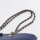 Salvatore Ferragamo Vala Chain Tote Bag Leather Blue Gold Auth BA7531-8