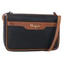 Salvatore Ferragamo Shoulder Bag Leather PVC Black Gold Auth BA7532-1