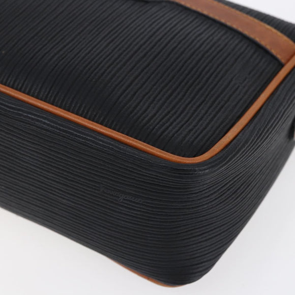 Salvatore Ferragamo Shoulder Bag Leather PVC Black Gold Auth BA7532