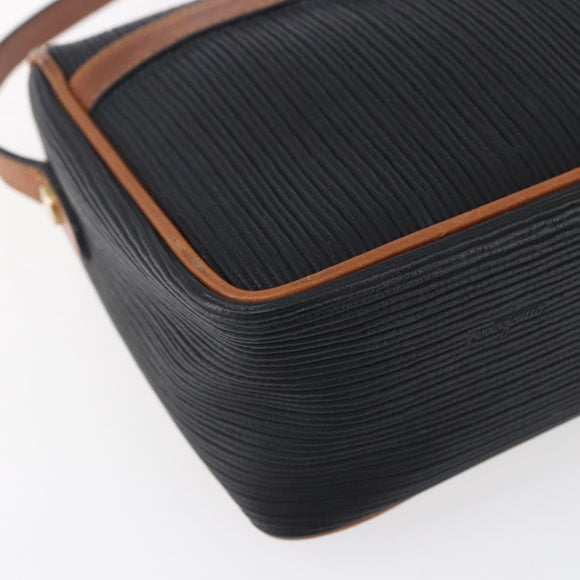 Salvatore Ferragamo Shoulder Bag Leather PVC Black Gold Auth BA7532