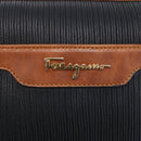 Salvatore Ferragamo Shoulder Bag Leather PVC Black Gold Auth BA7532-18